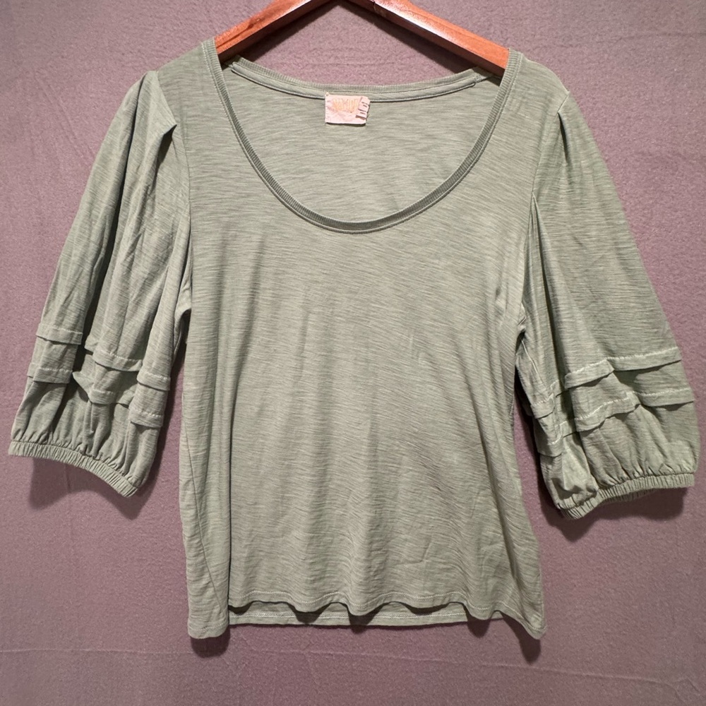 Nation LTD Sage Green Puff Sleeve Blouse